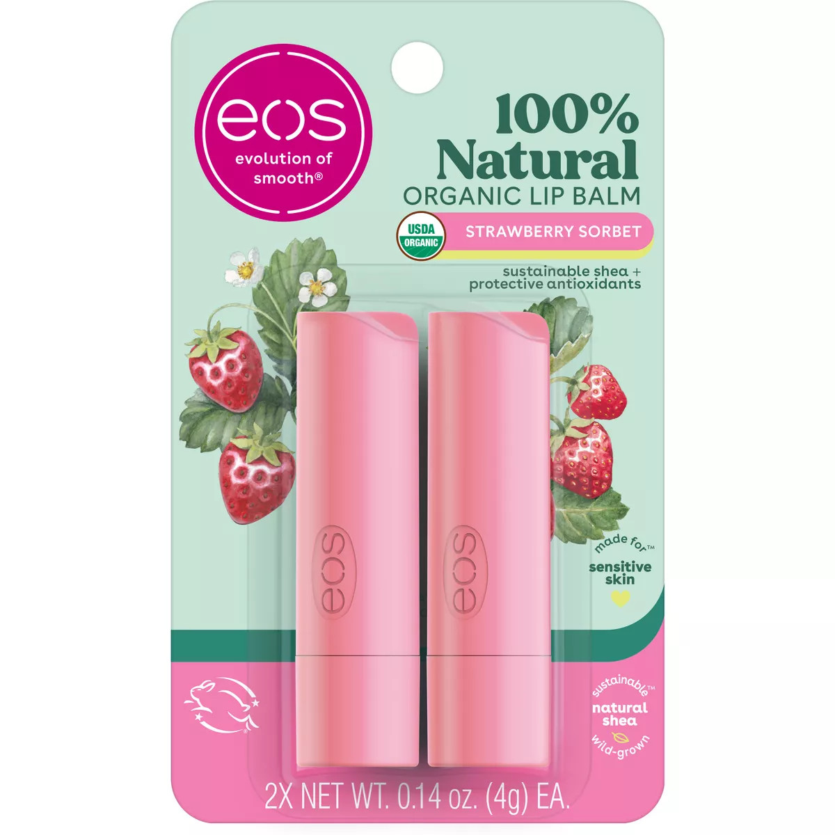 eos Organic Lip Balm Stick - Strawberry Stick - 0.28oz/2pk | Target