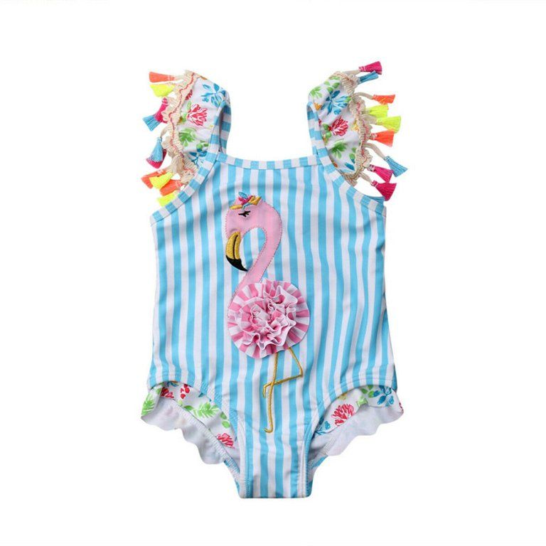 Suanret Toddler Kids Girl Flamingo Swimwear Tassel Swimsuit Summer Bathing Suit | Walmart (US)