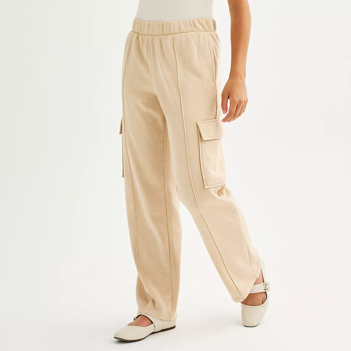 Juniors' Pink Republic Fleece Wide Leg Cargo Pants | Kohl's