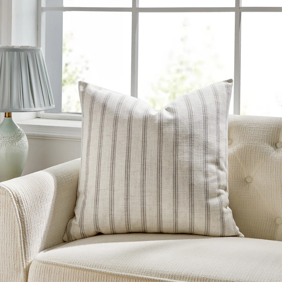 French Stripe Striped Linen Reversible Pillow Cover (Set of 2) | Wayfair North America