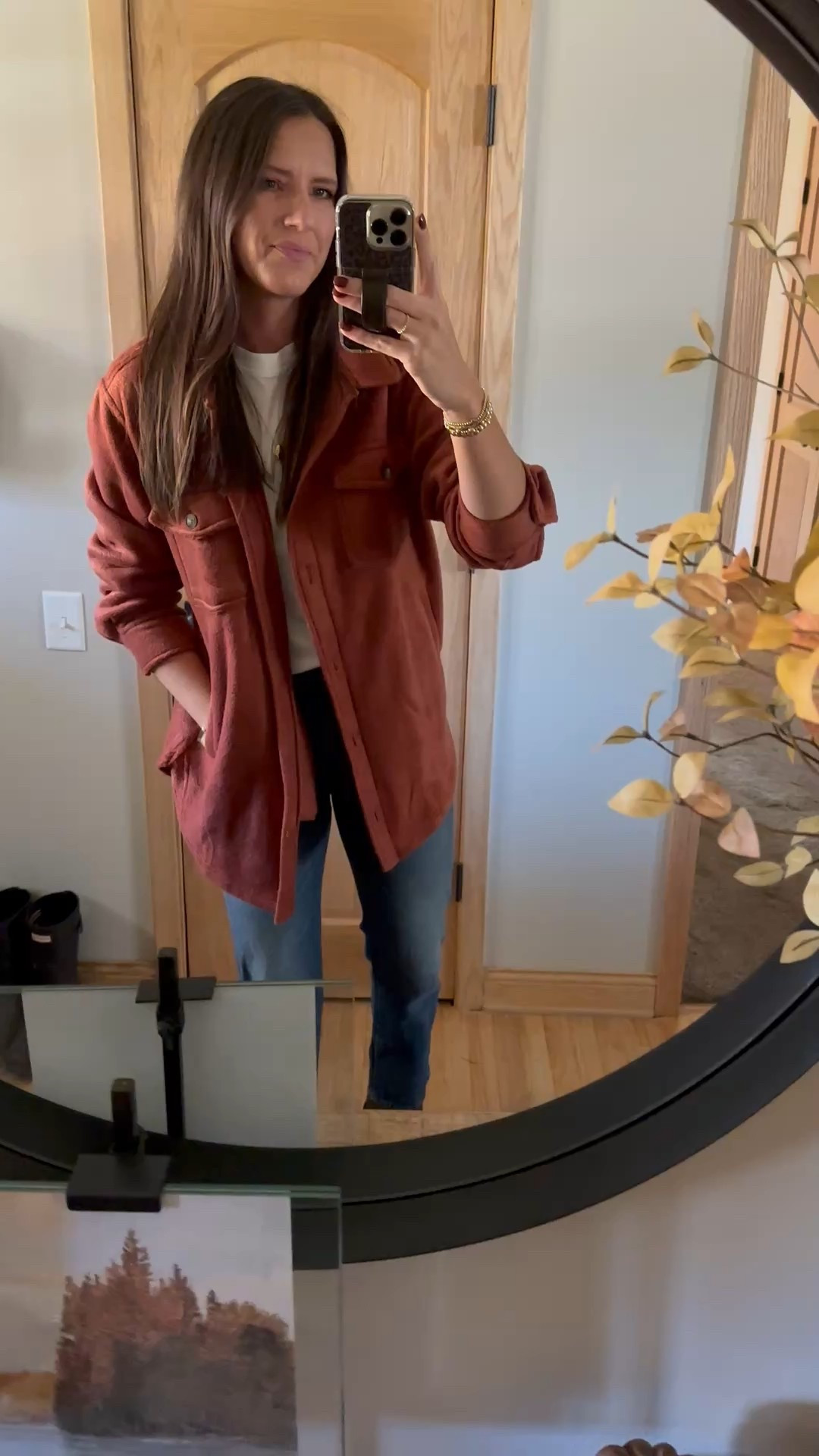 Loving this cozy fleece shacket. Wearing a medium. 