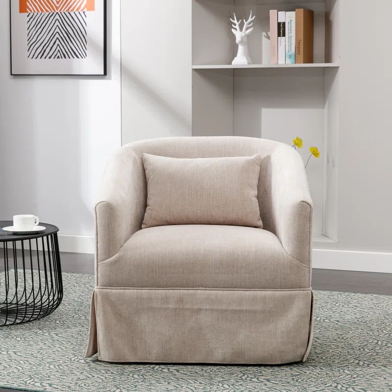 Swivel Accent Arm Chair With Plump Pillow Upholstered Comfy 360 Degree SwivelSofa Chair | Wayfair North America