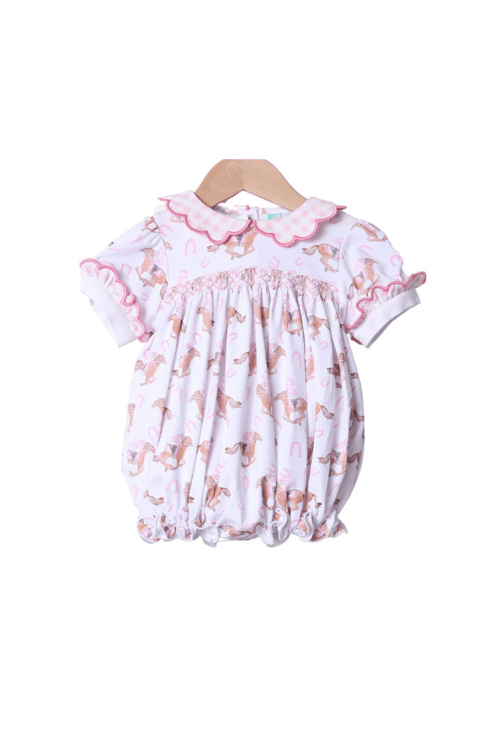 Smocked Pink Gingham Thoroughbred Bubble | The Smocked Flamingo