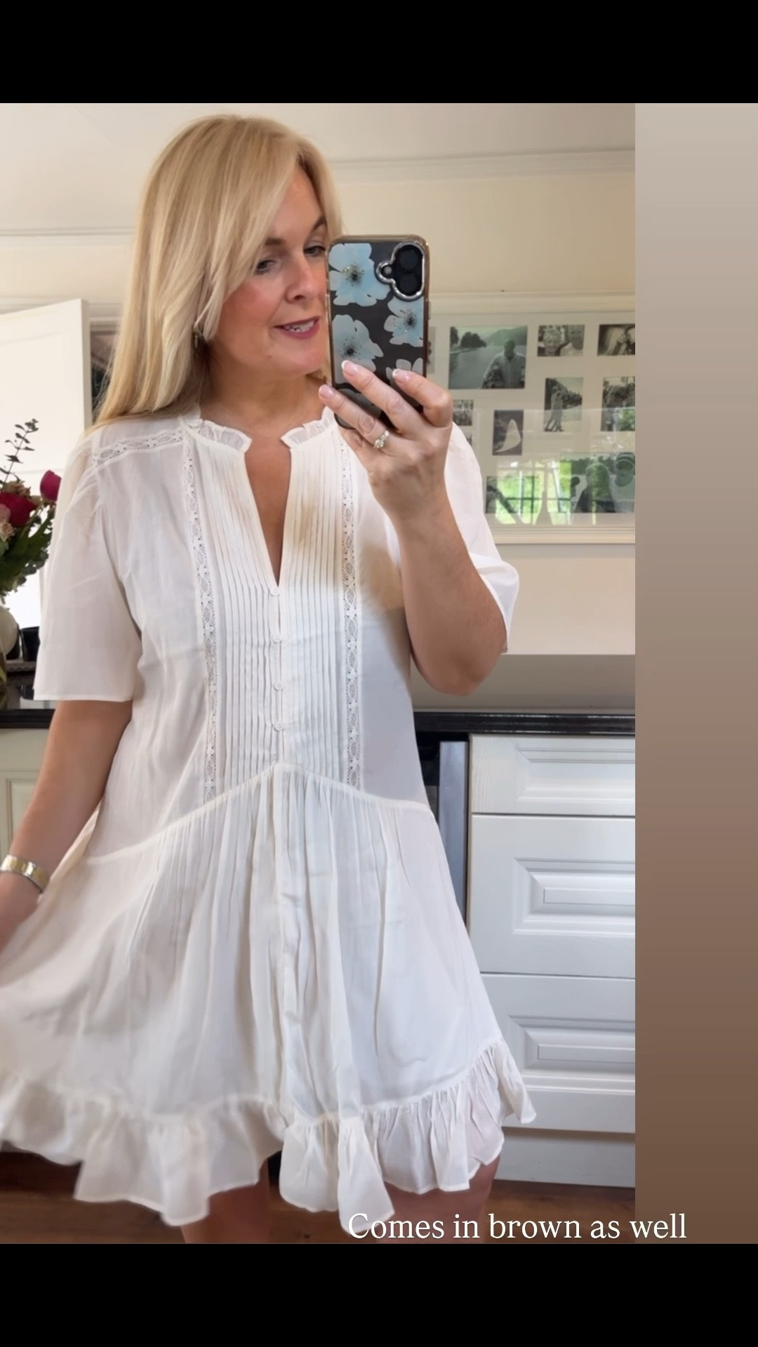 A cute spring/summer dress, that also comes in brown 🤍🤎
Summer dress idea Holiday dress H&M 
Over40 Style White dress 

#LTKuk #LTKspring #LTKeurope