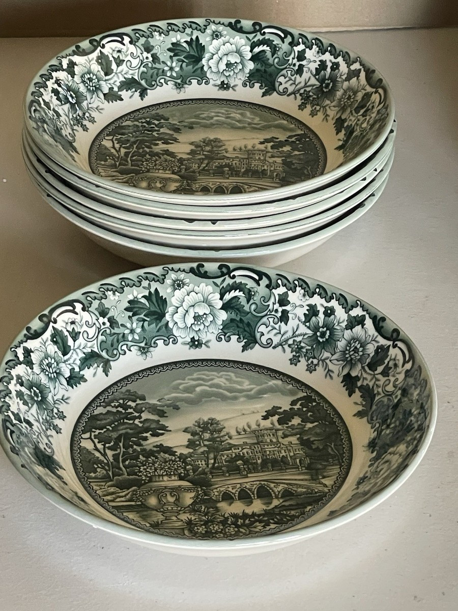 6 LEGEND BRITISH HERITAGE EARTHENWARE DINNER BOWLS IN BELMONT GREEN TOILE 9” | eBay US