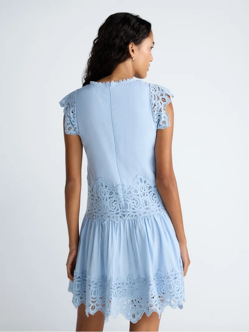 Scoop Women's and Women's Plus Crochet Mini Dress, Sizes XS-4X | Walmart (US)