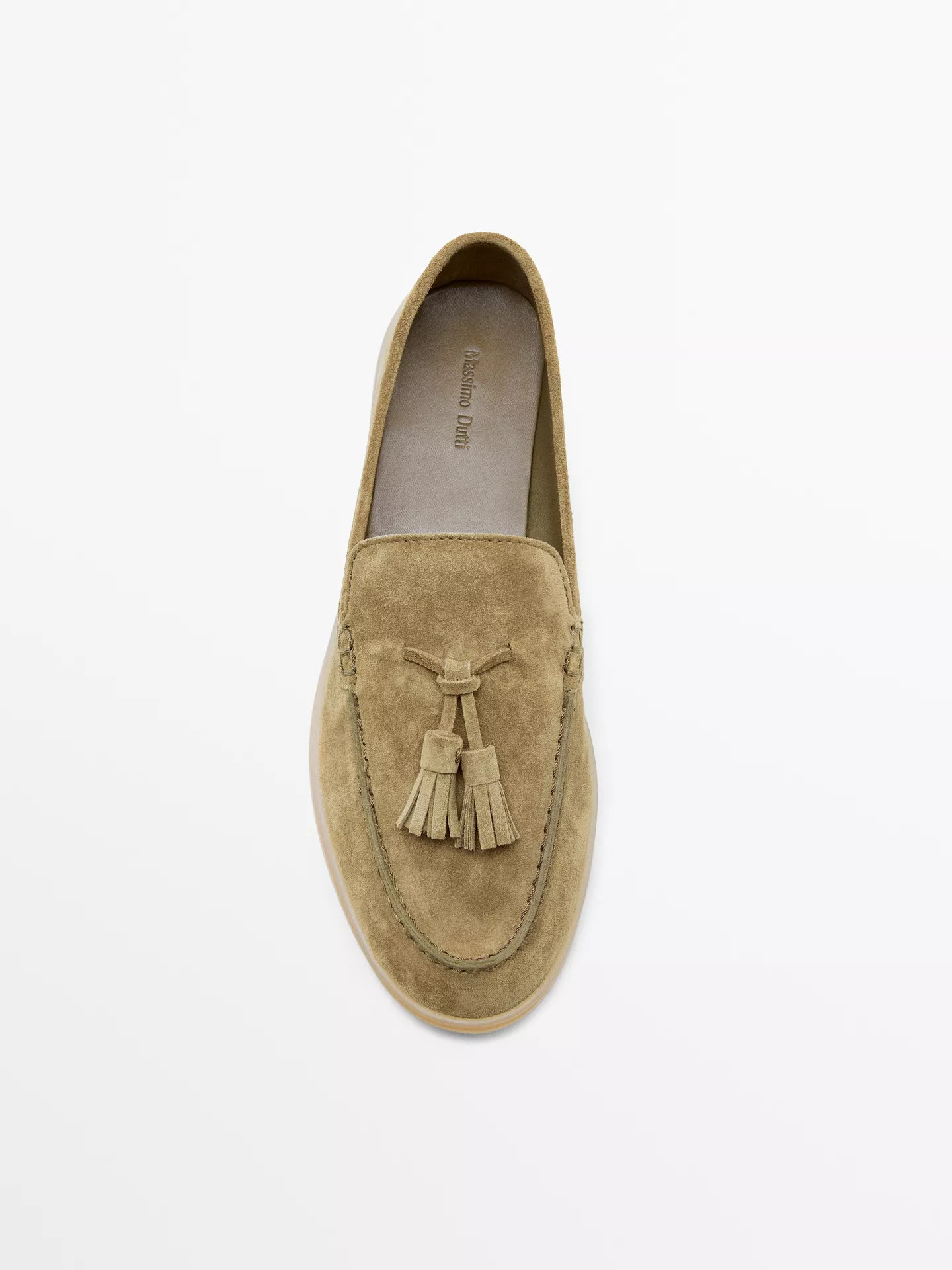 Split leather loafers with tassels | Massimo Dutti US