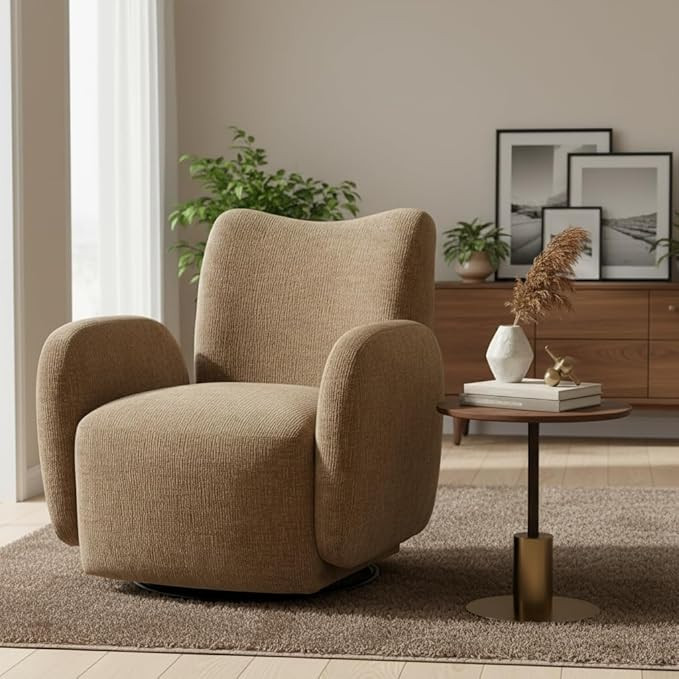 GDFStudio 360° Swivel Accent Chair with Chenille Fabric, Living Room Armchair, 32.48" Upholstere... | Amazon (US)