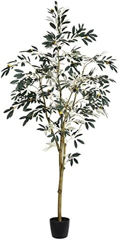 Vickerman Everyday Faux Olive Tree 6 Foot Tall Green Silk Potted Artificial Indoor Olive Plant Wi... | Amazon (US)