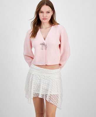 Madden Girl Juniors' Bling Bow Long-Sleeve Cardigan - Macy's | Macy's