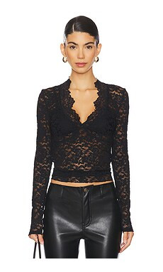 Free People x Intimately FP All Day Lace Long Sleeve Top In Black from Revolve.com | Revolve Clothing (Global)