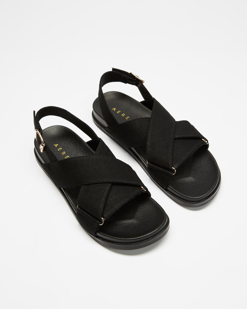 Linen Crossover Footbed Sandals | THE ICONIC (AU & NZ)
