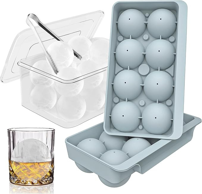 Amazon.com: WIBIMEN Large Ice Cube Molds, Big Round Whiskey Ice Cube Trays for Freezer, Easy to F... | Amazon (US)