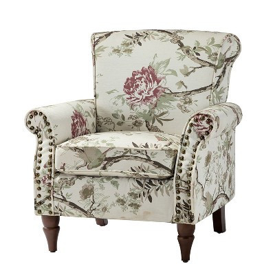 Araceli Traditional Wooden Upholstered Floral Armchair with Wingback and Nailhead Trim| ART OF LIVING DESIGNS-FLORAL | Target