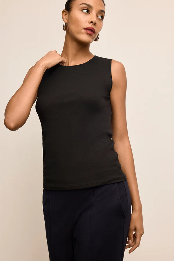 Paige Tank - Organic Ribbed Pima Cotton :: Black | MM LaFleur