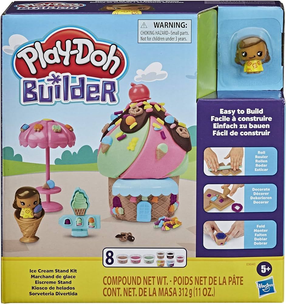 Play-Doh Builder Ice Cream Stand Toy Building Kit for Kids 5 Years and Up with 8 Cans of Non-Toxi... | Amazon (US)