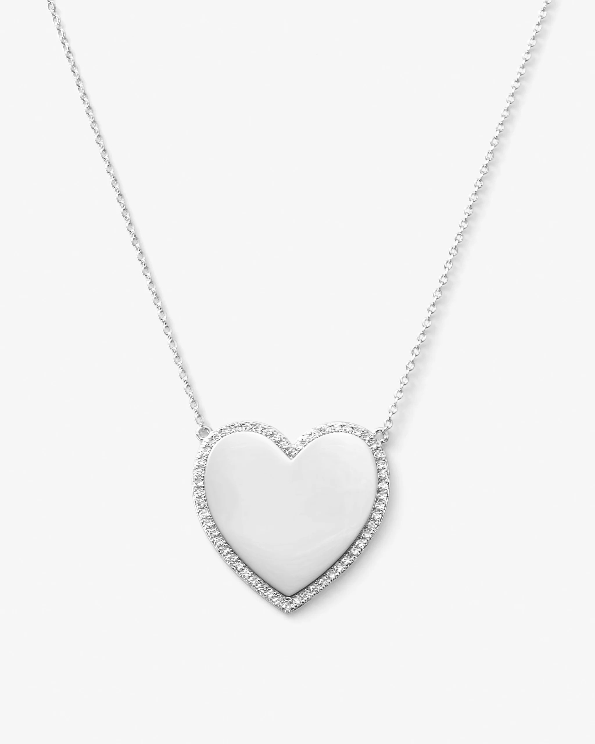 XL You Have My Heart Pavé Necklace 15" - Silver|White Diamondettes | Melinda Maria Jewelry