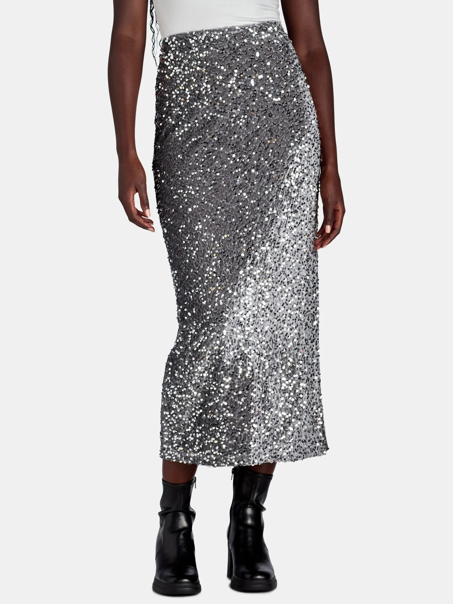 Madden NYC Women’s and Women's Plus Sequin Velvet Maxi Skirt, Sizes XXS-3X | Walmart (US)