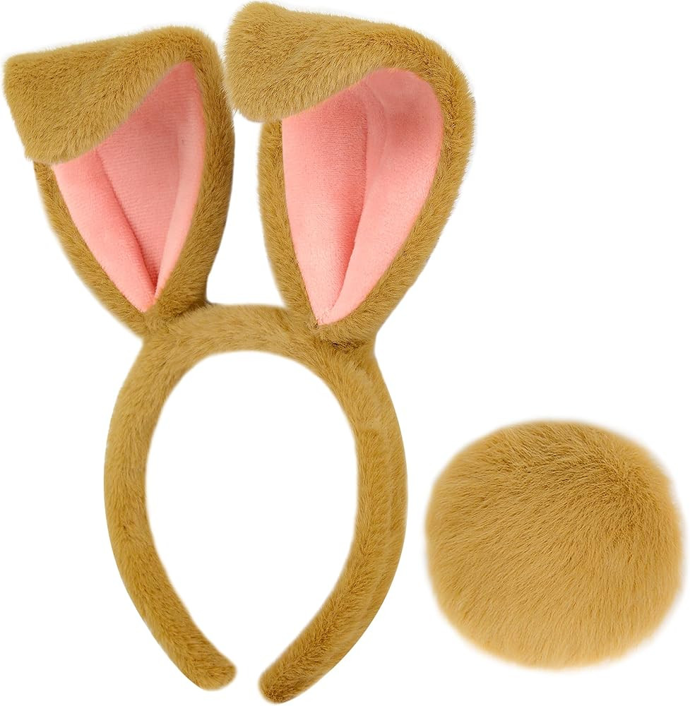 Easter Bunny Ears Headband and Tail Set, Brown Plush Easter Bunny Costume Accessories for Adults ... | Amazon (US)