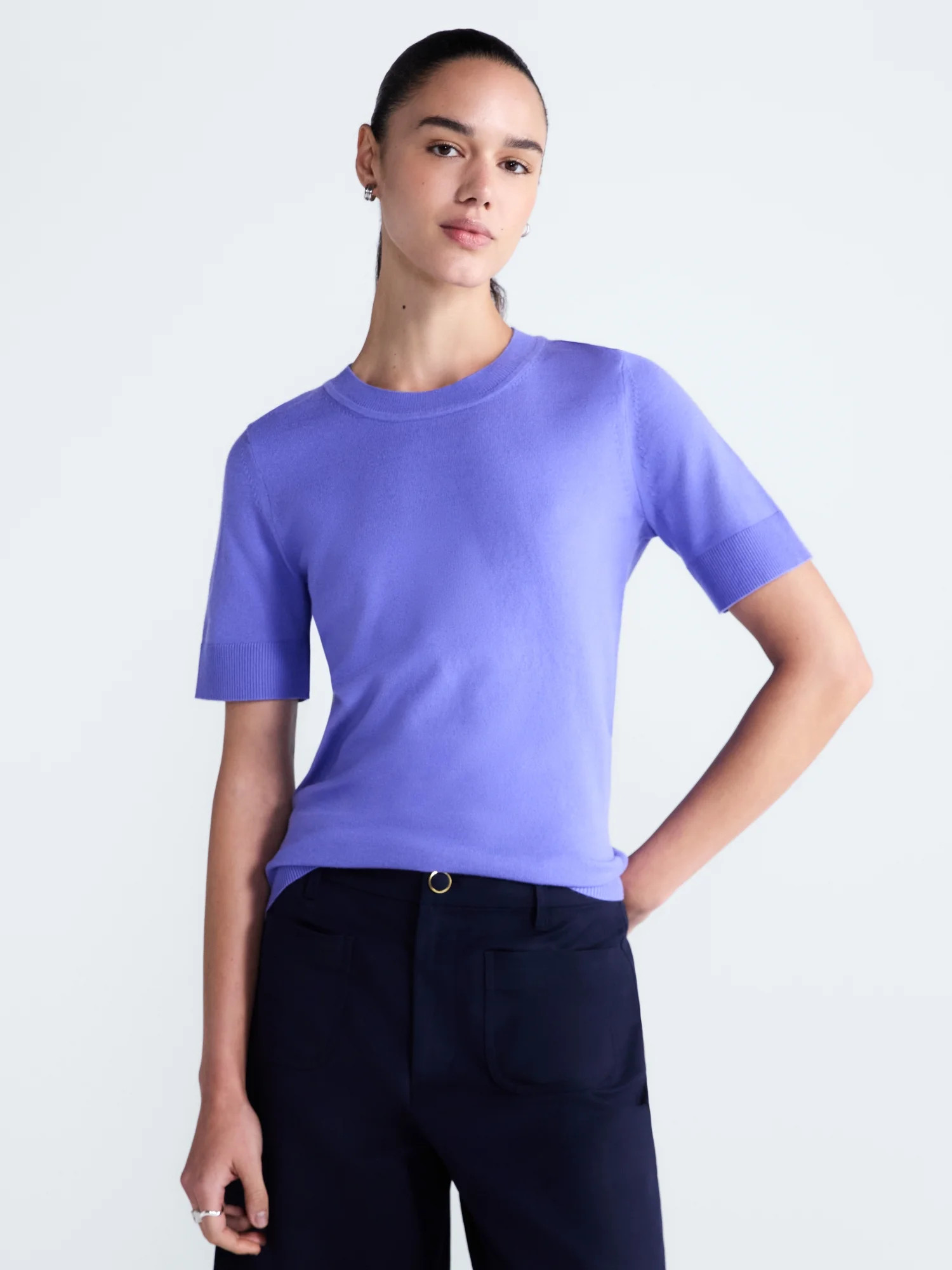 Free Assembly Women's Cozy Yarn Sweater Tee with Short Sleeves, Sizes XS-XXL | Walmart (US)