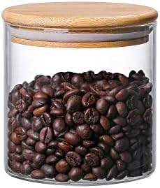 MOLFUJ 550 ML / 18 FL Oz Glass Storage Container with Wood Lid, Stackable Clear Decorative Organi... | Amazon (US)