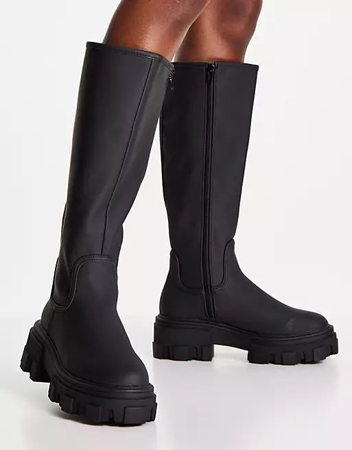 ASOS DESIGN Carla chunky flat boots in black | ASOS (Global)