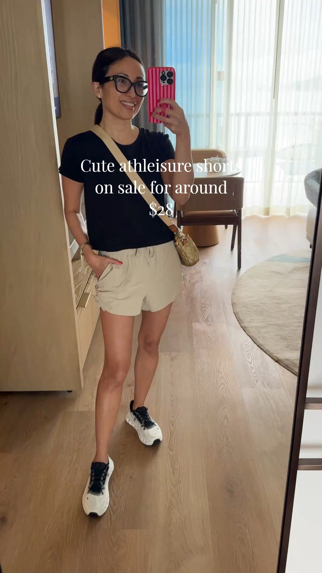 Cute athleisure shorts on sale for around $28. True to size, wearing xs. Lined. Side ruching adjustable. Also available in gray. 
Sneakers are my favorite walking shoes. Elastic laces for easy on and off. True to size. Cushiony.

#LTKOver40 #LTKootd #LTKActive