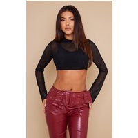 Black Mesh Layered Crop Top | PrettyLittleThing US