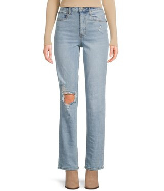 The Vintage High Rise Destructed Straight Leg Jeans | Dillard's