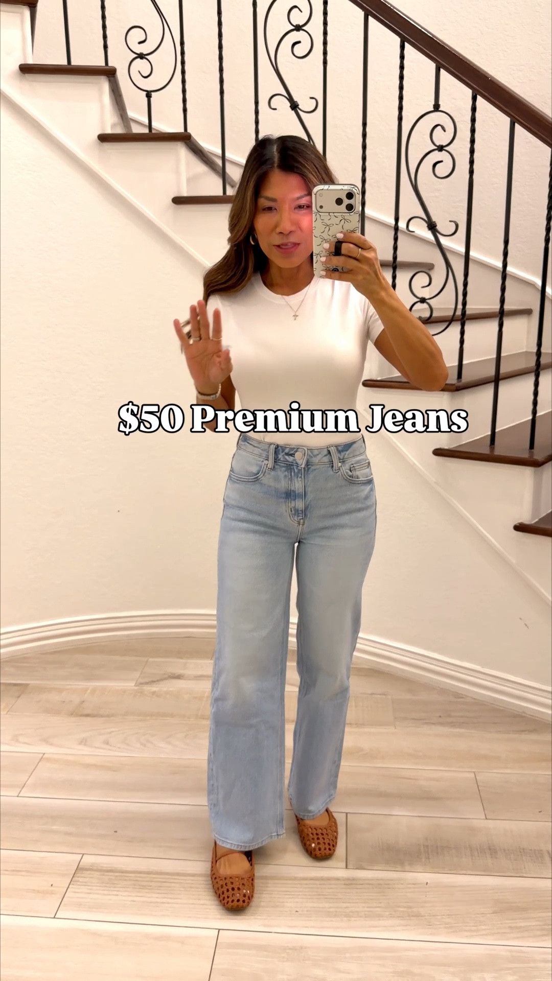 I’m 5’2” 118#ish for reference 
Jeans(Relaxed Straight Leg) in size 26 tts in length 28; Wash:  in Cool Blue and Atlantic Blue.
Cardigan in small tts.
White tee in small tts.
#QuincePartner 
@onequince 


#LTKPetite #LTKOver40