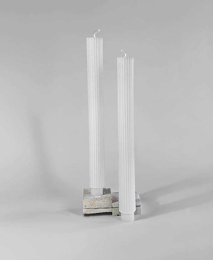 2 Pack | 10" Gold Premium Unscented Ribbed Wick Taper Candles, Tall Ribbon Wax Dinner Unscented M... | Amazon (US)