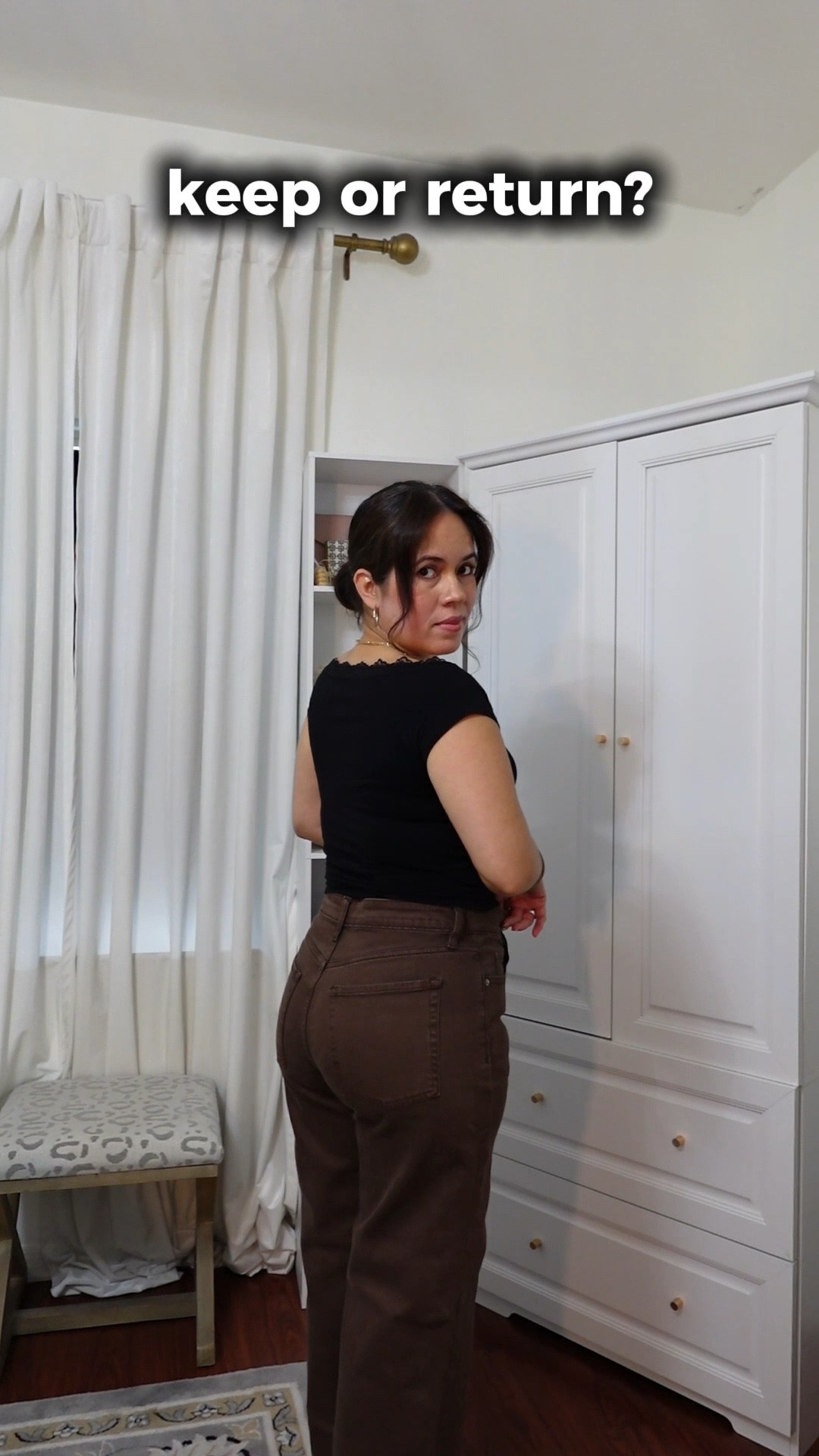 Brown jeans 6 petite, they have little stretch 
Black off shoulder in medium 
Blue white stripe polo in medium 
Purple tank top, small
Brown tee in small
Trousers sized up to 8petite for a looser fit

#LTKOver40 #LTKPetite