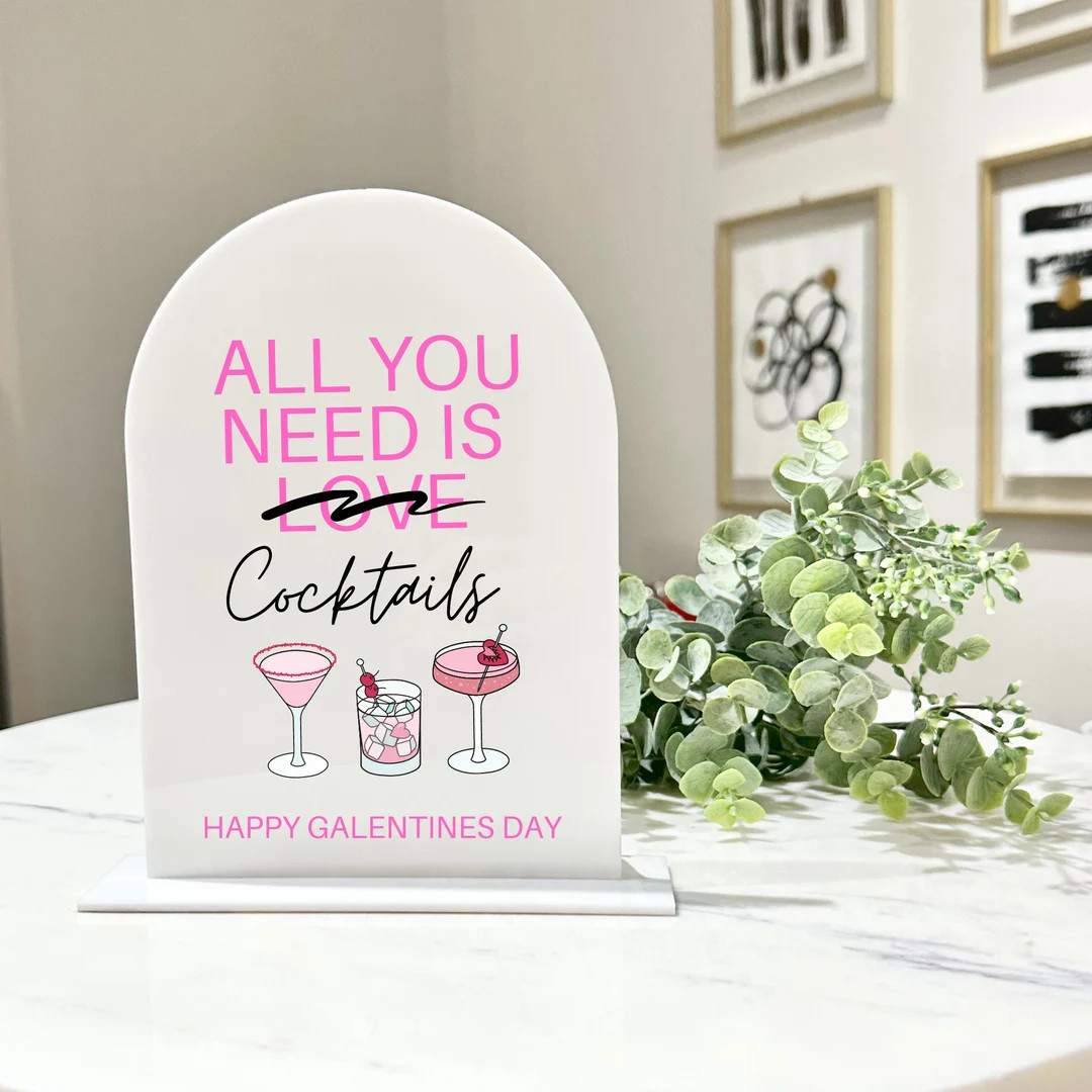 Galentines Day Cocktail Sign, Galentines Party Decor, Be My Galentine, Valentines Day Sign, Heart... | Etsy (US)