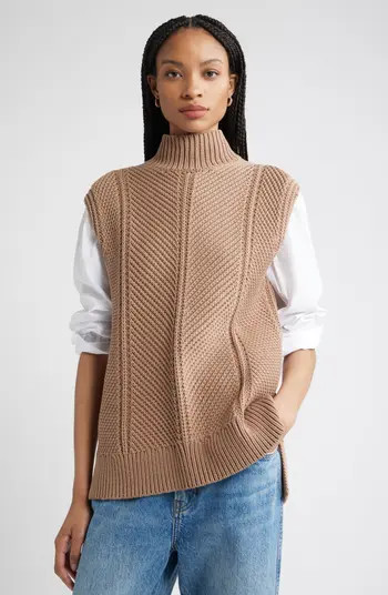 Nordstrom Textured Sleeveless Mock Neck Sweater | Nordstrom | Nordstrom