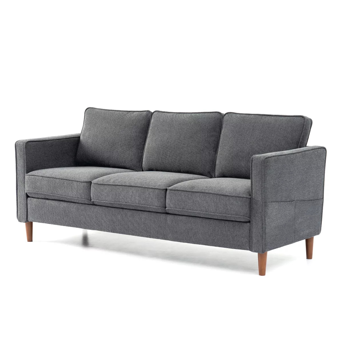 Hana Modern Linen Fabric Sofa/Couch with Armrest Pockets - Mellow | Target