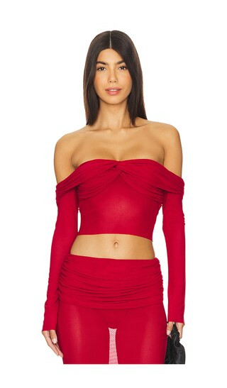 Charlotte Crop Top in Cherry | Revolve Clothing (Global)