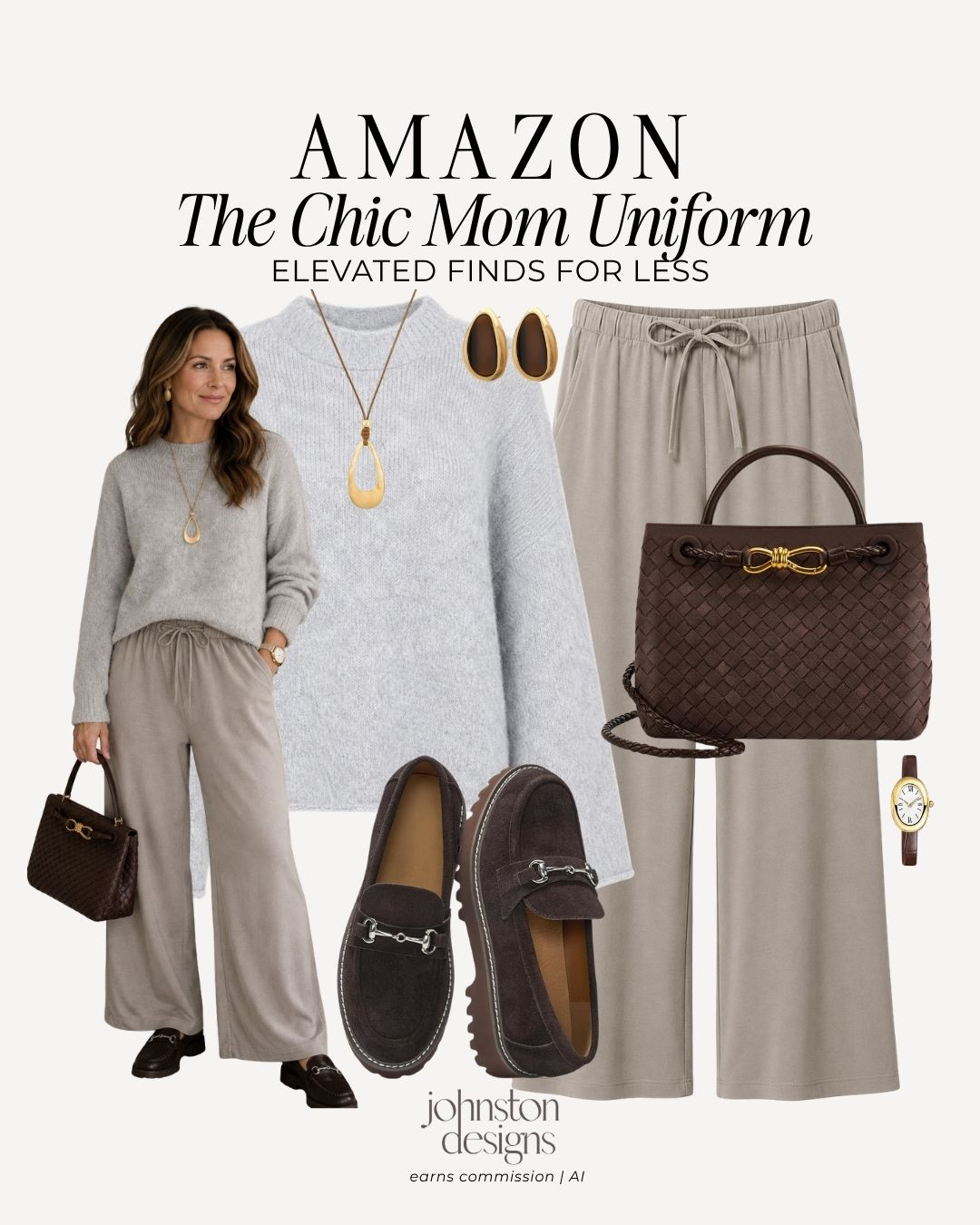 The chic mom uniform for days when comfort is nonnegotiable. 🤎 A soft sweater, flowy wide-leg pants and rich brown accessories give this Amazon outfit an elevated quiet-luxury feel with minimal effort.

Amazon chic mom outfit, neutral mom style, wide-leg lounge pants, oversized sweater outfit, quiet luxury fashion, brown suede loafers, woven handbag for women, elevated casual outfit

#amazonfinds #amazonfashion #chicmomstyle #momoutfit #quietluxury #neutralstyle #widelegpants #elevatedcasual #everydayfashion
 

 #LTKootd #LTKmomlife #LTKWorkwear