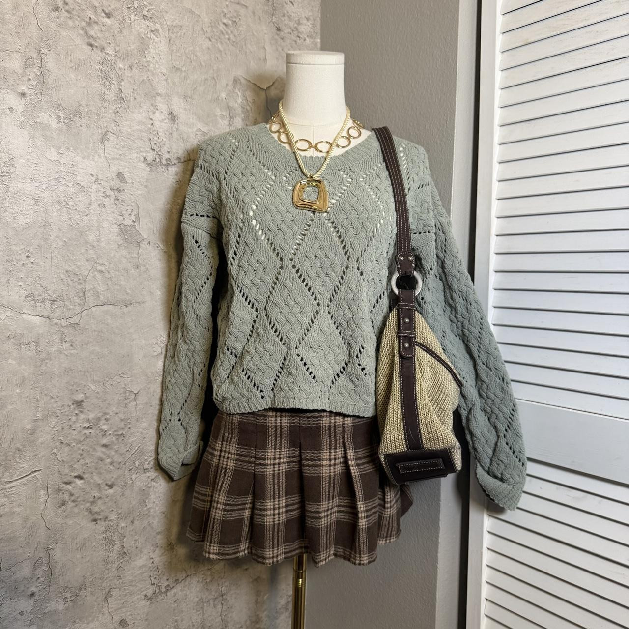Jessica Simpson Women's Sweater - Green/Blue - XS | Depop US