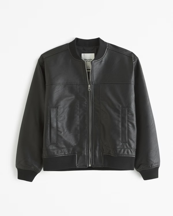 Vegan Leather Bomber Jacket | Abercrombie & Fitch (US)