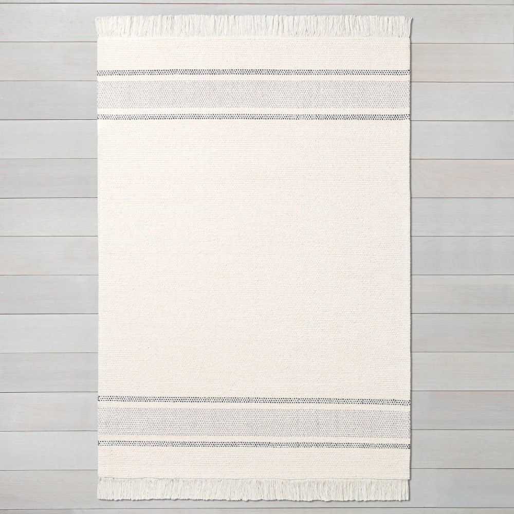 7' x 10' Tri-Striped Area Rug Railroad Gray//Sour Cream - Hearth & Hand™ with Magnolia | Target