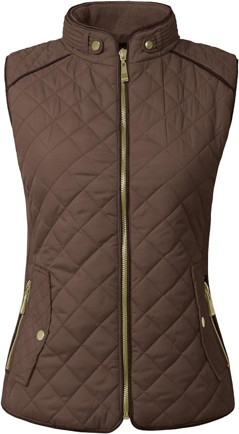 NE PEOPLE Womens Lightweight Quilted Padding Zip Up Vest Gilet(S-3XL) | Amazon (US)