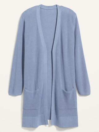 Textured Shaker-Stitch Long-Line Plus-Size Open-Front Sweater | Old Navy (US)