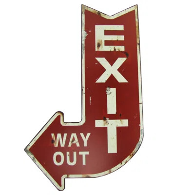 Vintage Style Large Exit Way Out Metal Arrow Sign | Wayfair Professional