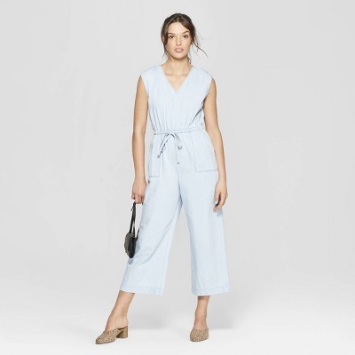 Women's Sleeveless Denim Deep V-Neck Jumpsuit - Universal Thread™ | Target