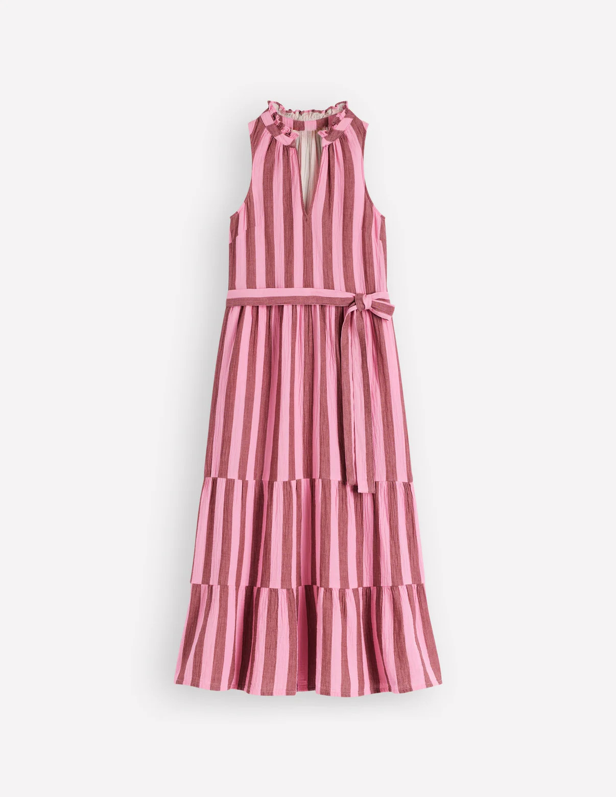 Viv Double Cloth Maxi Dress-Brown Pink Stripe | Boden (US)