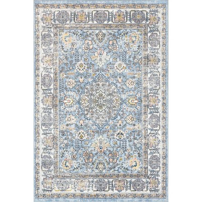 Nuloom Valencia Traditional Persian Pet Friendly Machine Washable Area Rug, 7' 10" x 10', Light Blue | Target