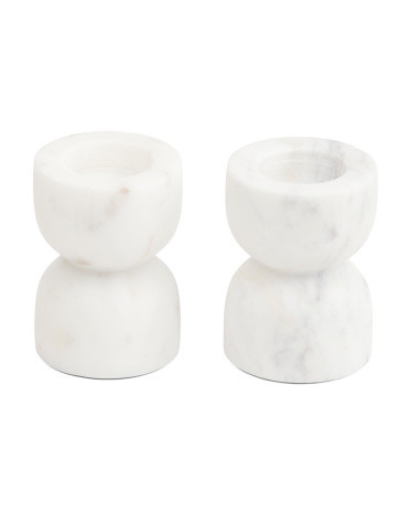 2pc 4x3 Petite Solid Marble Taper Candle Holder Set | TJ Maxx