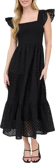 AUGUST SKY Cotton Eyelet Tiered Maxi Dress | Nordstromrack | Nordstrom Rack