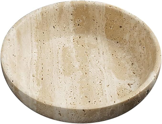 Large Marble Round Bowl HandCrafted Decorative Dish Fruit Bowl for Home Decorative (Beige Travert... | Amazon (US)