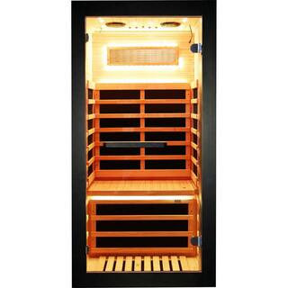 1-Person Epoxy Board Heater Indoor Sauna with Starry Sky Lighting, Colorful Light Strips & Durable Chilean Pine | The Home Depot